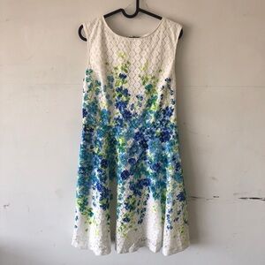 Vintage Sandra Darren Floral Print Dress Medium 8
